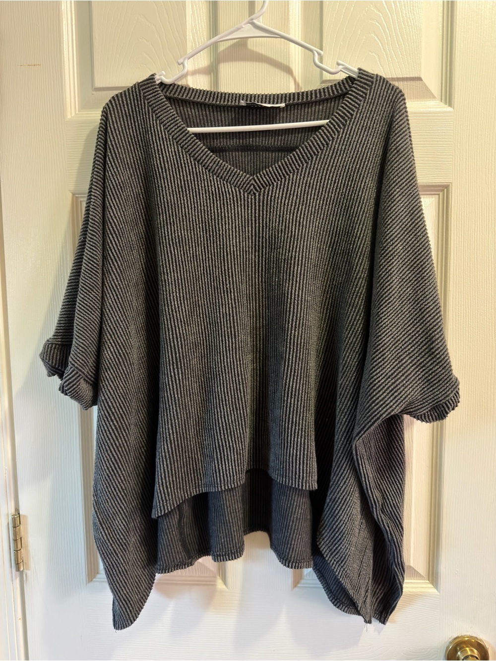 Oversized V-Neck Ribbed Boutique Top